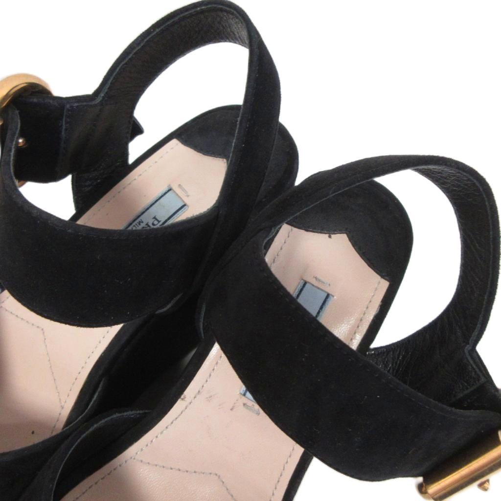 Prada Platform Sandals Suede Black 35 — view 6