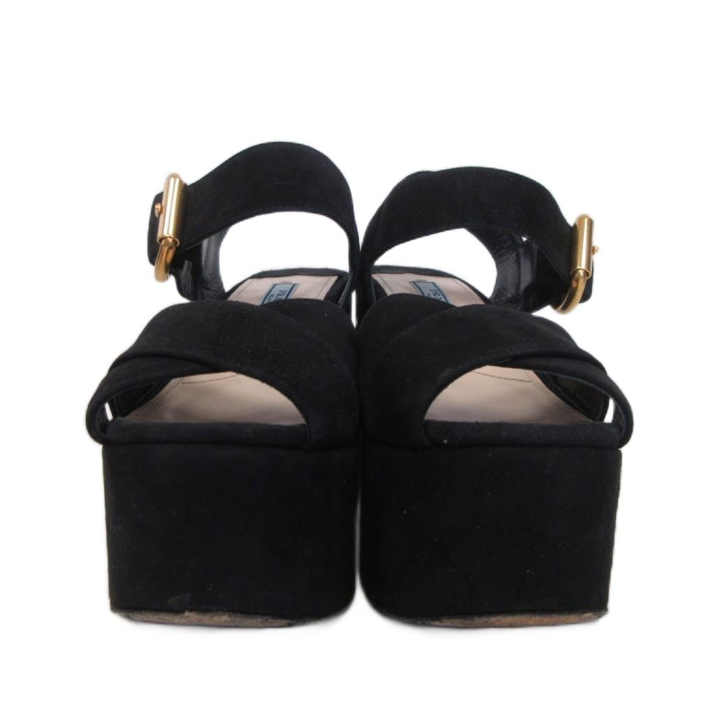 Prada Platform Sandals Suede Black 35 — view 3
