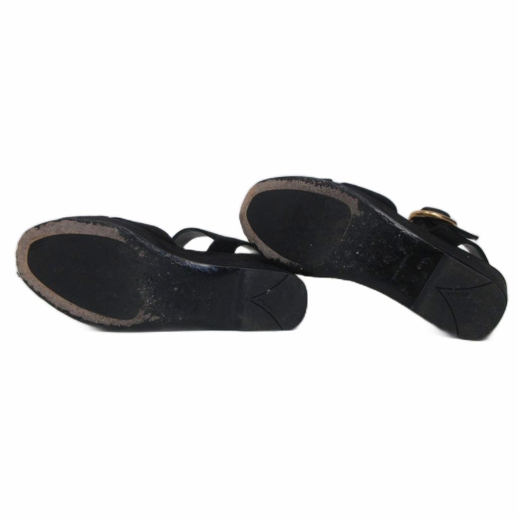 Prada Platform Sandals Suede Black 35 — view 7