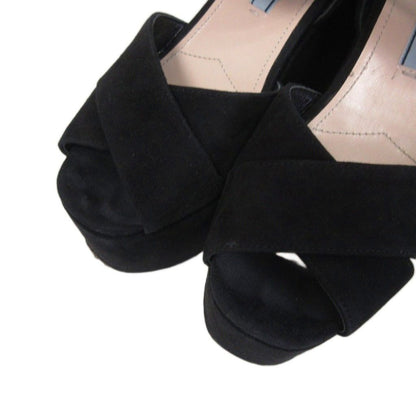 Prada Platform Sandals Suede Black 35 — view 5