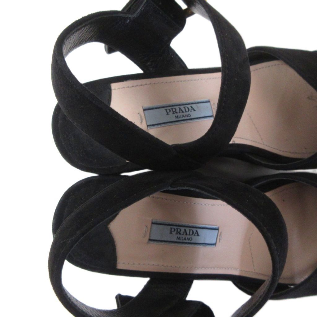 Prada Platform Sandals Suede Black 35 — view 8