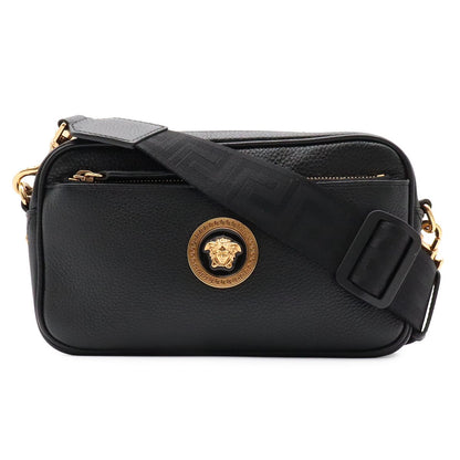 Versace Medusa Shoulder Bag 2-Way Clutch Leather Black Gold