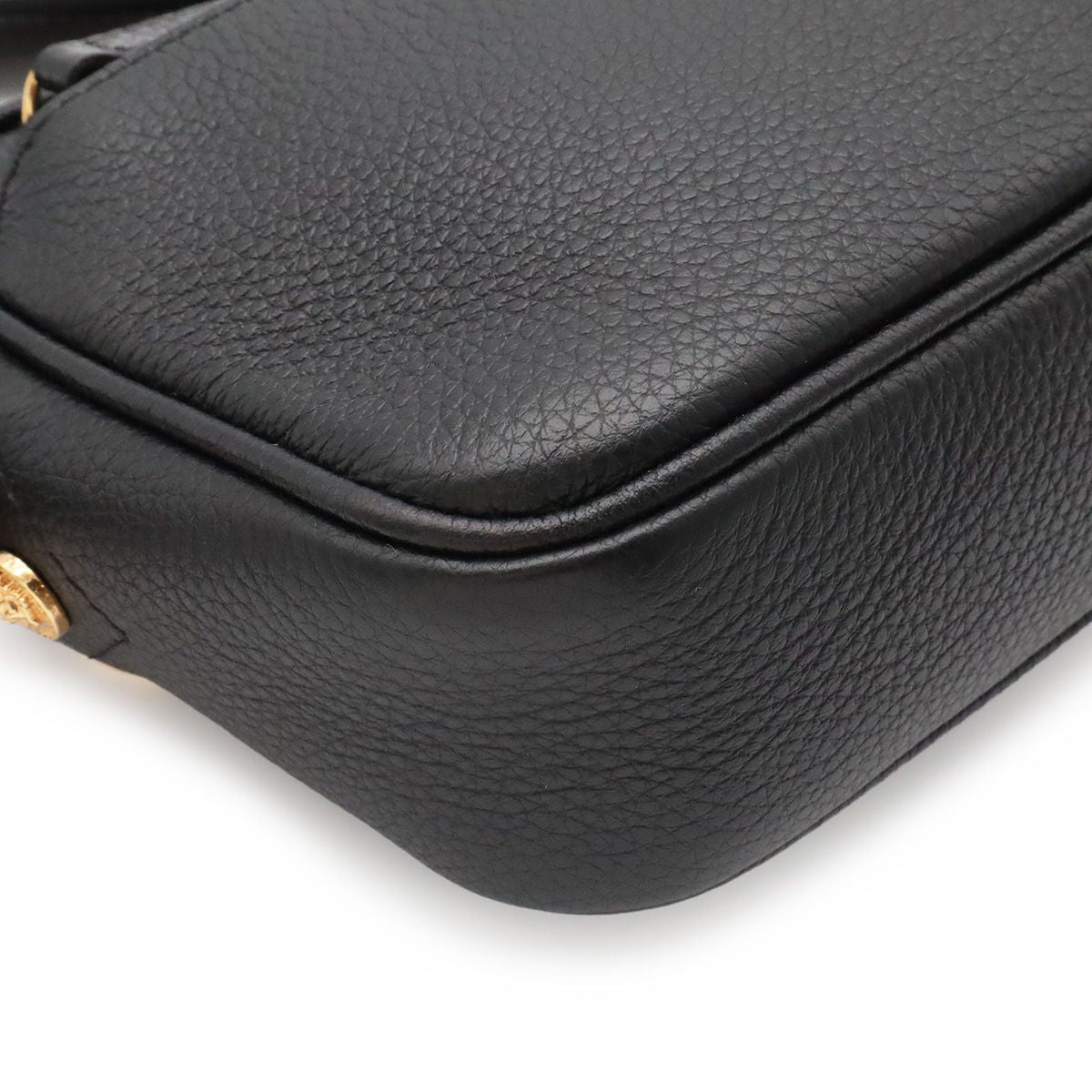Versace Medusa Shoulder Bag 2-Way Clutch Leather Black Gold — view 3