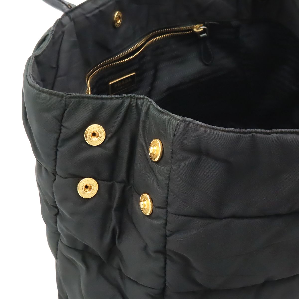 Prada Triangle Logo Tote 2-Way Shoulder Bag Crossbody Quilted Nylon Enamel Nero — view 7