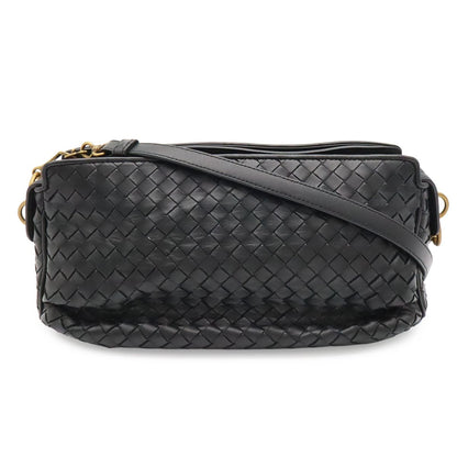 Bottega Veneta Intrecciato Shoulder Bag Pochette Crossbody Leather Black