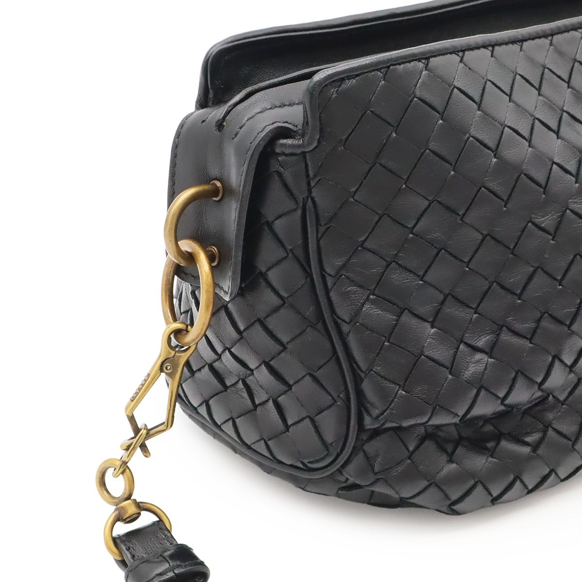 Bottega Veneta Intrecciato Shoulder Bag Pochette Crossbody Leather Black — view 4