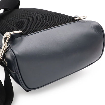 Gucci Guccissima Cross Belt Bag Crossbody Leather Navy Blue Silver — view 7