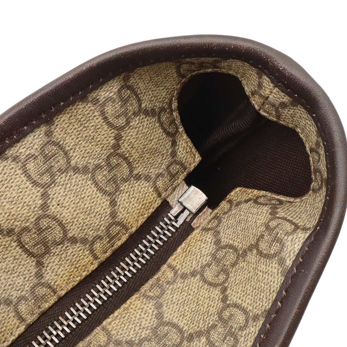 Gucci GG Supreme Plus Tote Shoulder Bag Leather Khaki Beige Dark Brown — view 7