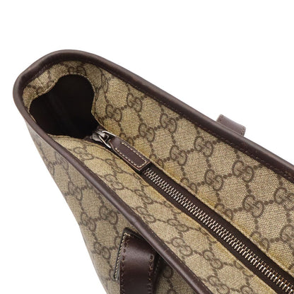 Gucci GG Supreme Plus Tote Shoulder Bag Leather Khaki Beige Dark Brown — view 5