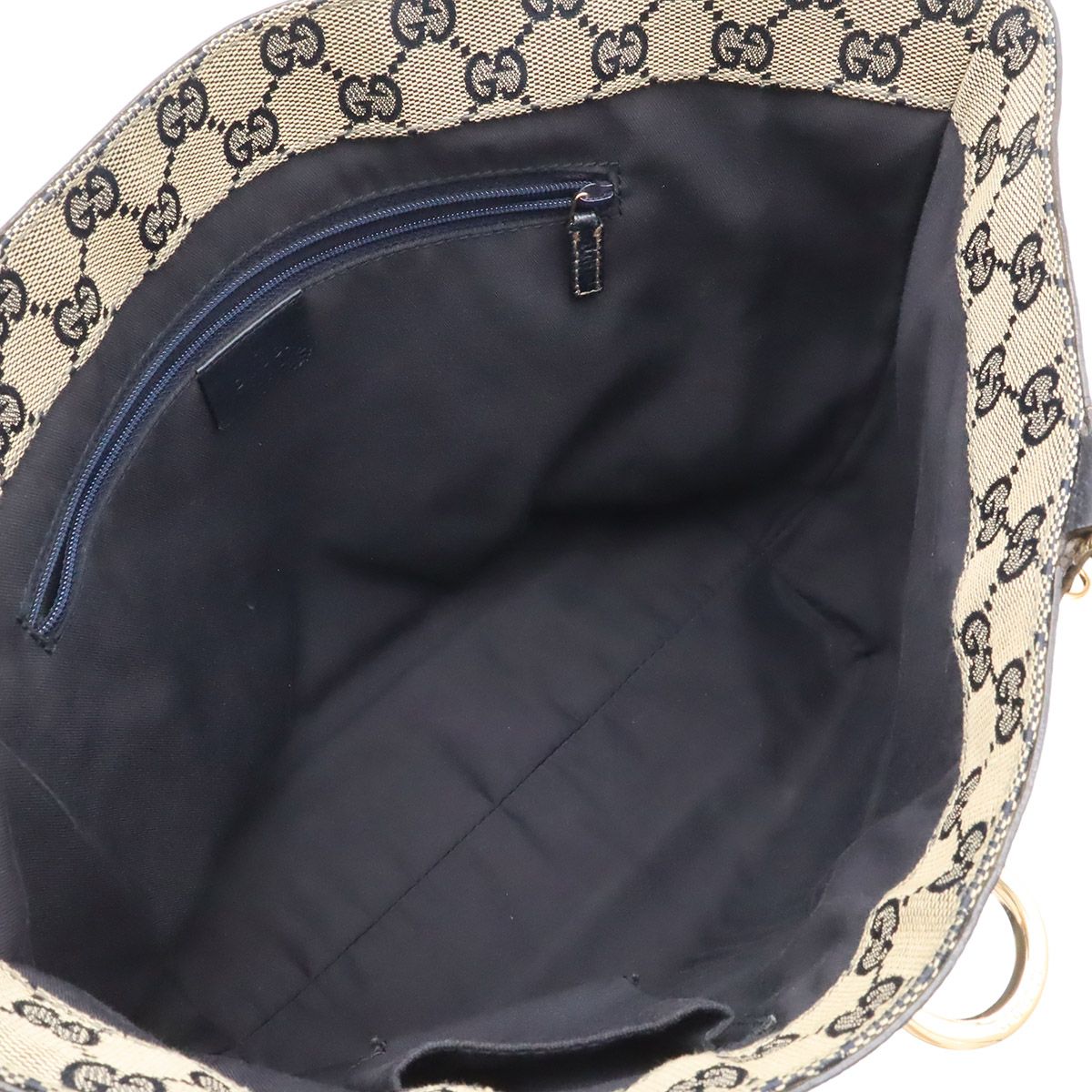 Gucci GG Canvas Abbey Line Tote Leather Navy Gold — view 5