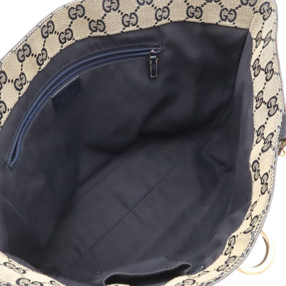 Gucci GG Canvas Abbey Line Tote Leather Navy Gold — view 5