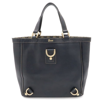 Gucci GG Canvas Abbey Line Tote Leather Navy Gold