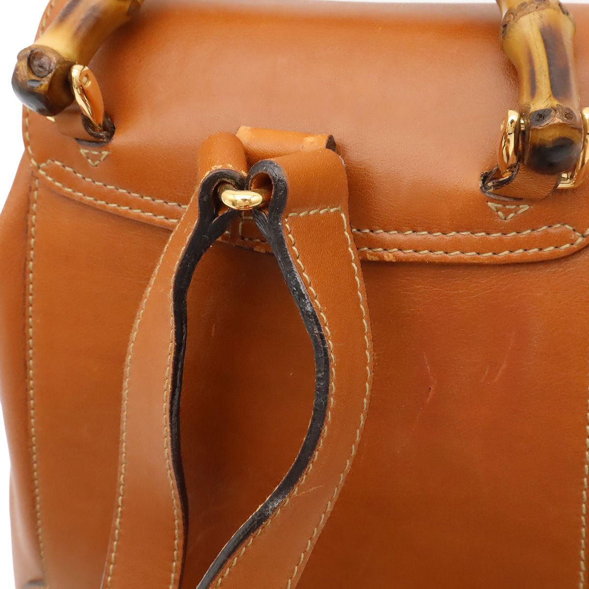 Gucci Bamboo Mini Backpack Shoulder Bag Leather Brown Gold 03 — view 4