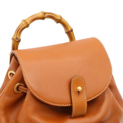 Gucci Bamboo Mini Backpack Shoulder Bag Leather Brown Gold 03 — view 8
