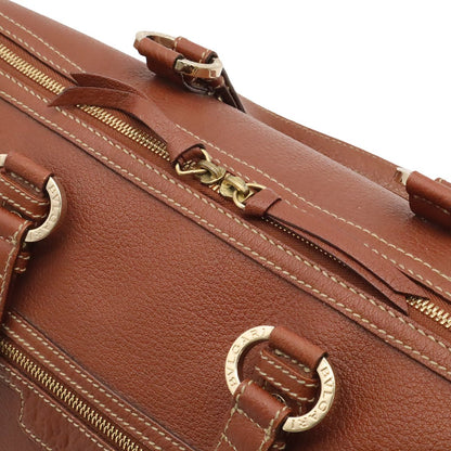 Bvlgari Maxillettare Logo Mania Mini Boston Handbag Leather Brown Gold — view 5