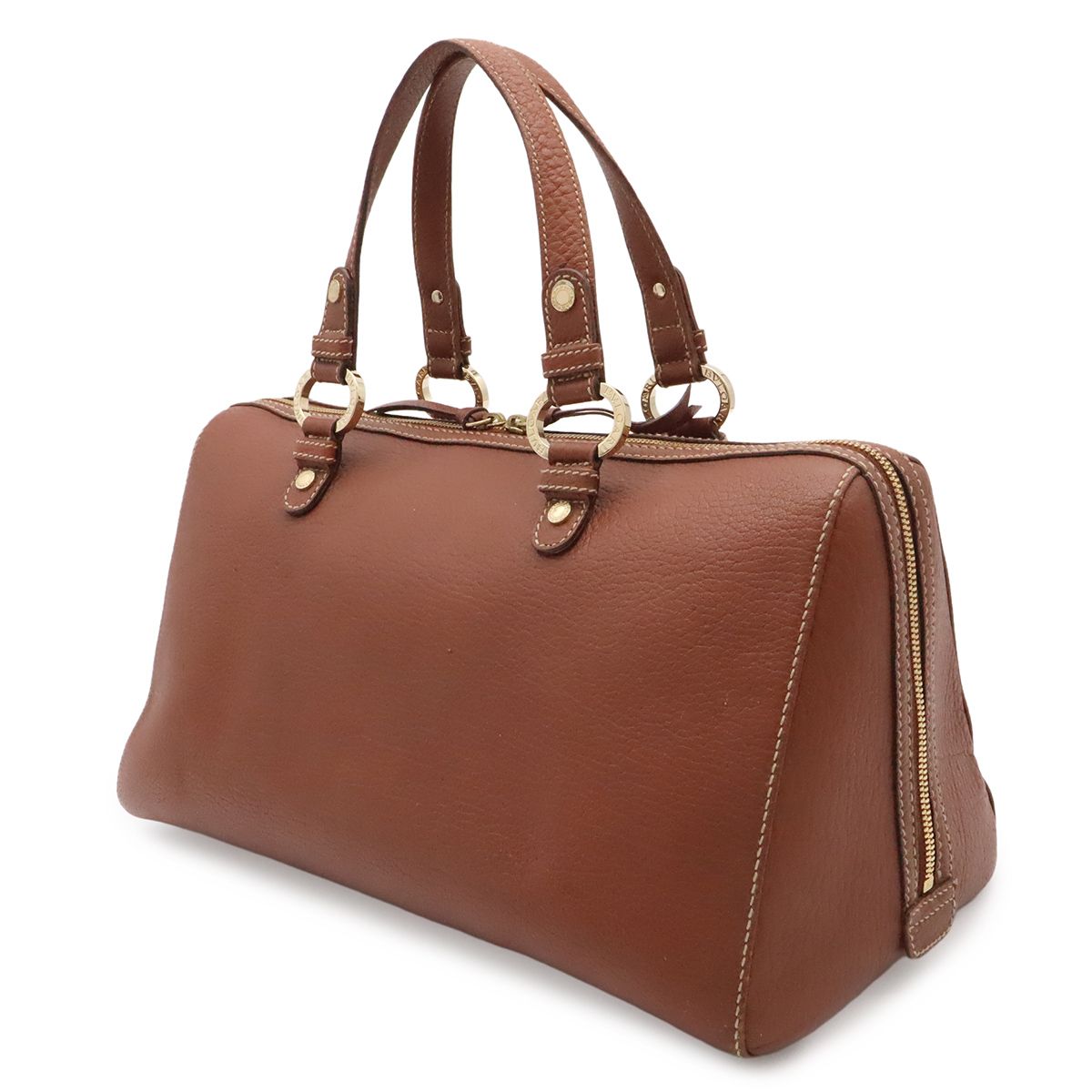 Bvlgari Maxillettare Logo Mania Mini Boston Handbag Leather Brown Gold — view 2