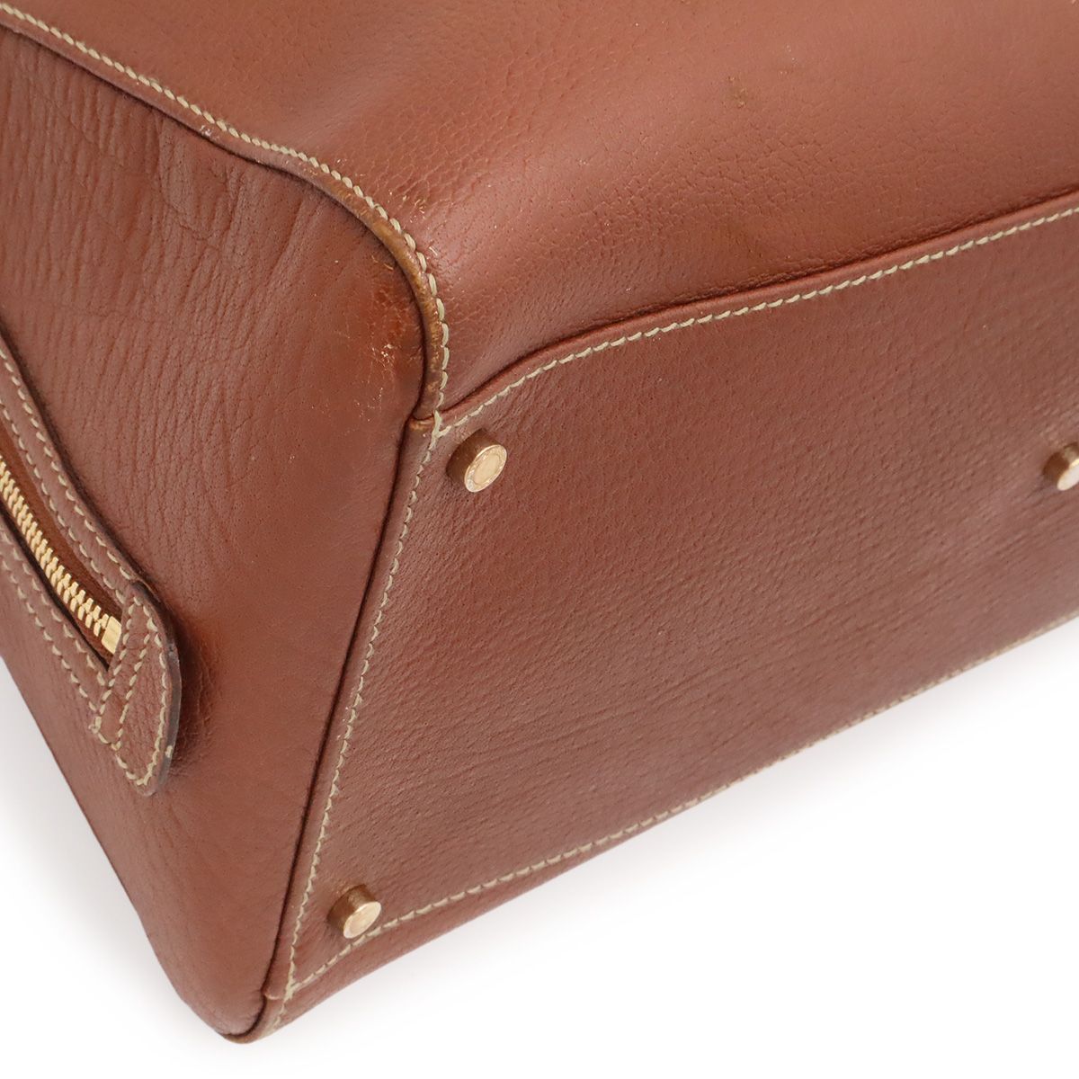 Bvlgari Maxillettare Logo Mania Mini Boston Handbag Leather Brown Gold — view 3