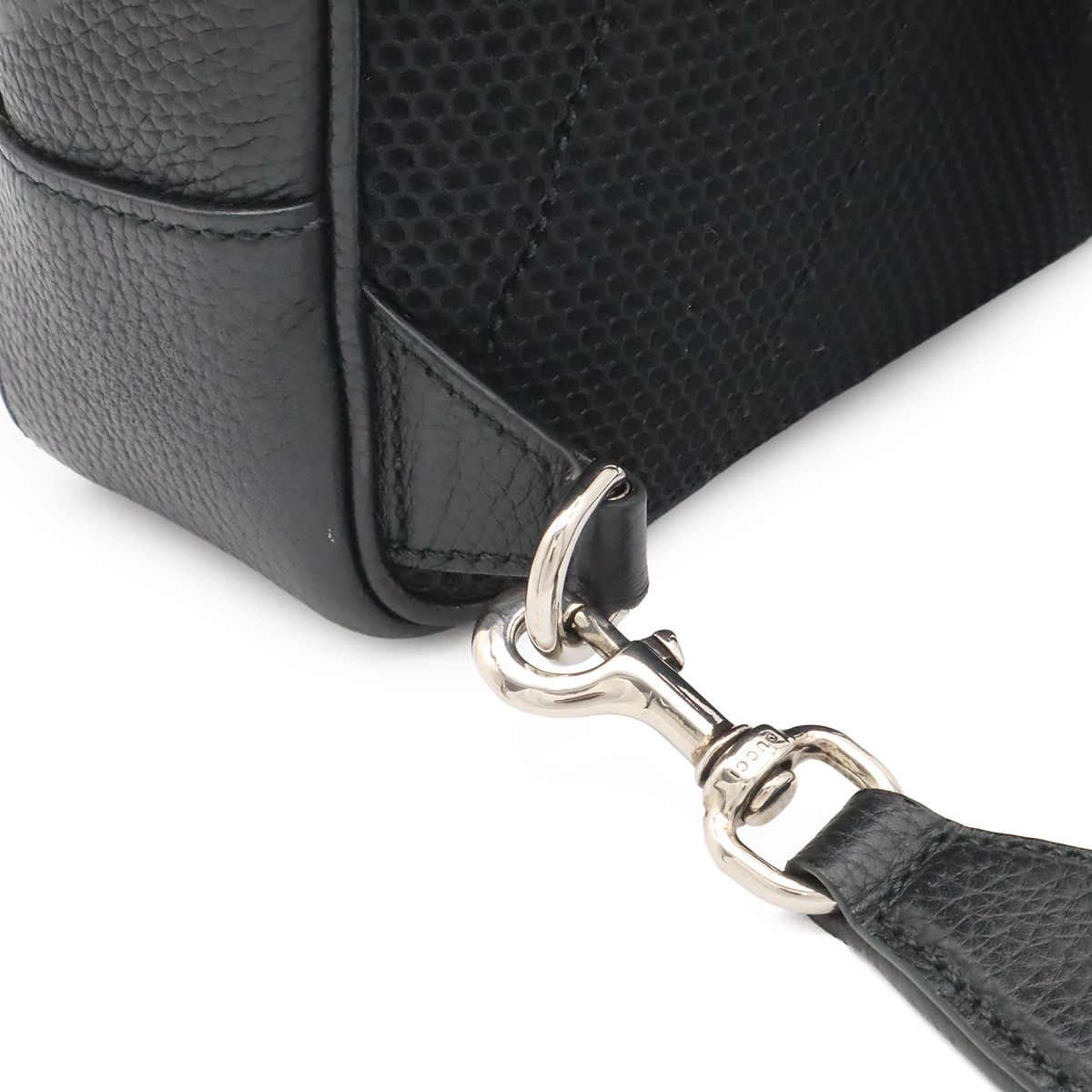Gucci Jumbo GG Cross Belt Bag Crossbody Leather Black Silver — view 6