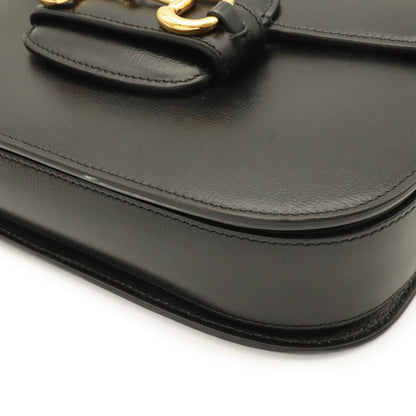 Gucci Horsebit Shoulder Bag Pochette Crossbody Leather Black Gold — view 3