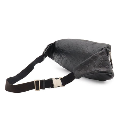 Gucci Guccissima Belt Bag Waist Pouch Hip Rubber Coating Leather Black Silver — view 2