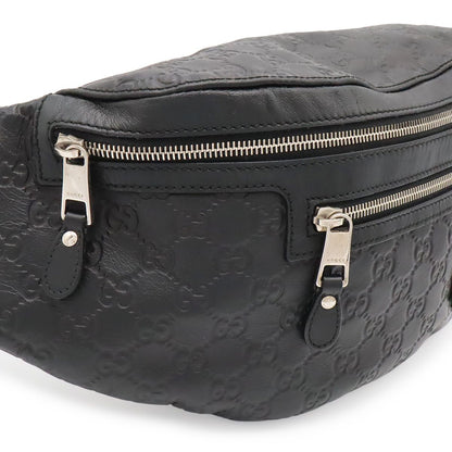 Gucci Guccissima Belt Bag Waist Pouch Hip Rubber Coating Leather Black Silver — view 6