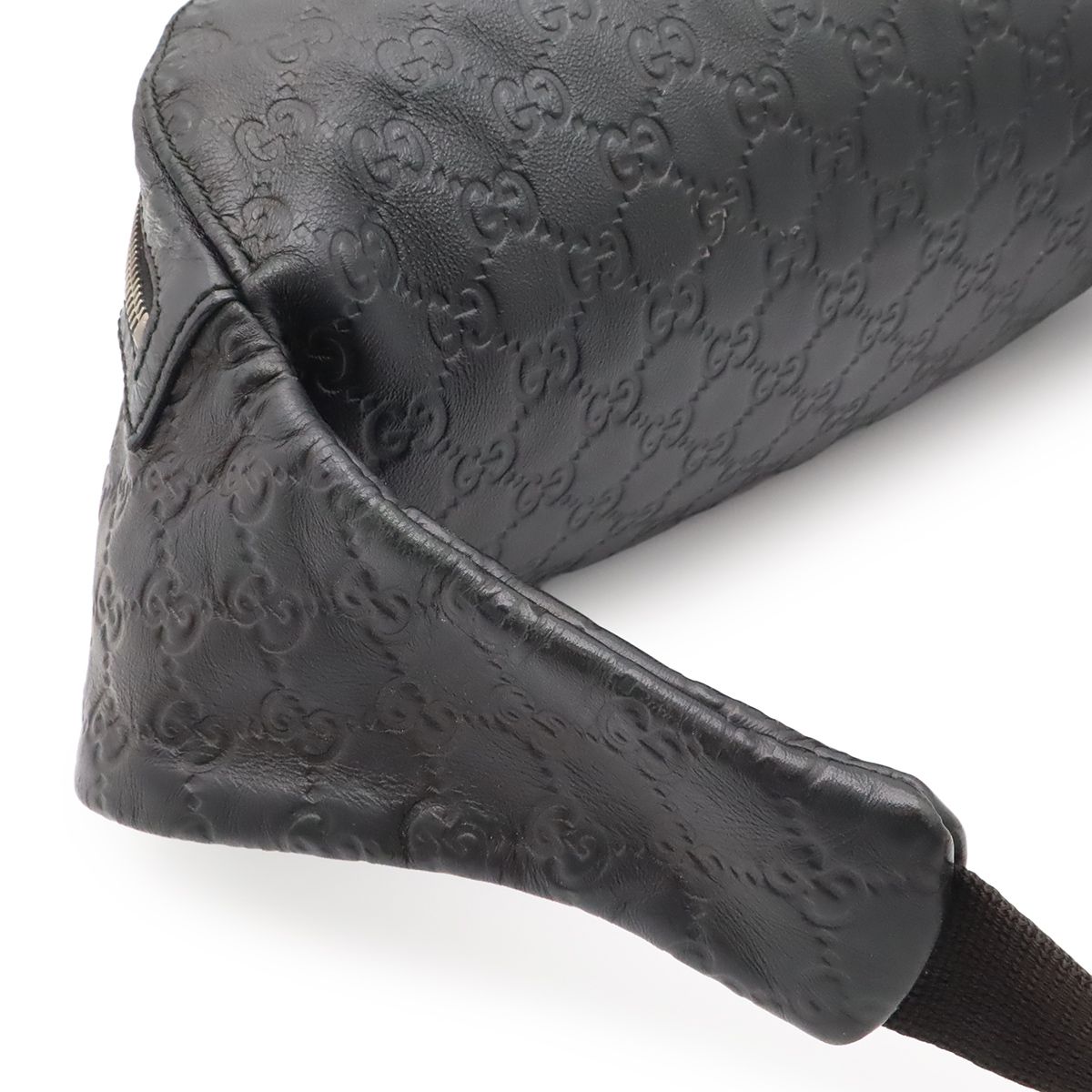 Gucci Guccissima Belt Bag Waist Pouch Hip Rubber Coating Leather Black Silver — view 4