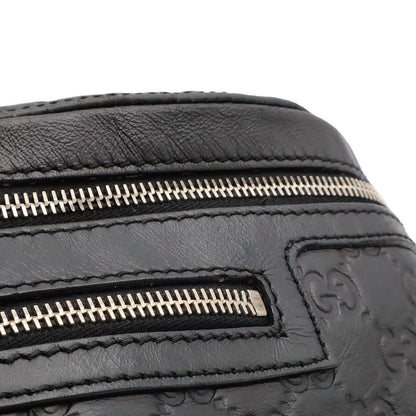 Gucci Guccissima Belt Bag Waist Pouch Hip Rubber Coating Leather Black Silver — view 8
