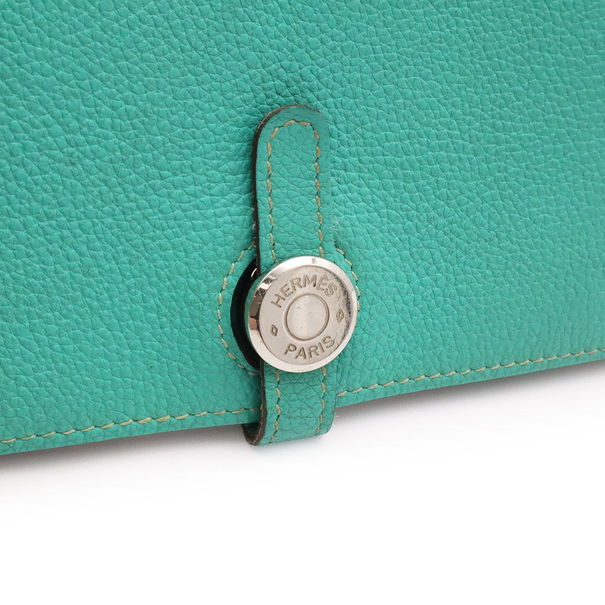 Hermes Dogon Duo GM 2 Fold Wallet 2 Togo Leather Lagon Emerald Green Silver Coin — view 4