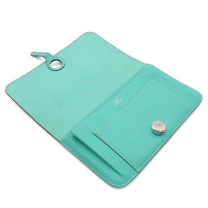 Hermes Dogon Duo GM 2 Fold Wallet 2 Togo Leather Lagon Emerald Green Silver Coin — view 5