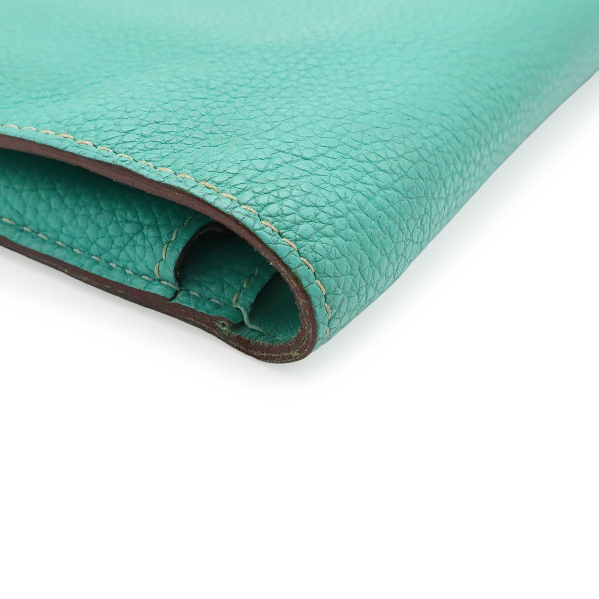 Hermes Dogon Duo GM 2 Fold Wallet 2 Togo Leather Lagon Emerald Green Silver Coin — view 3