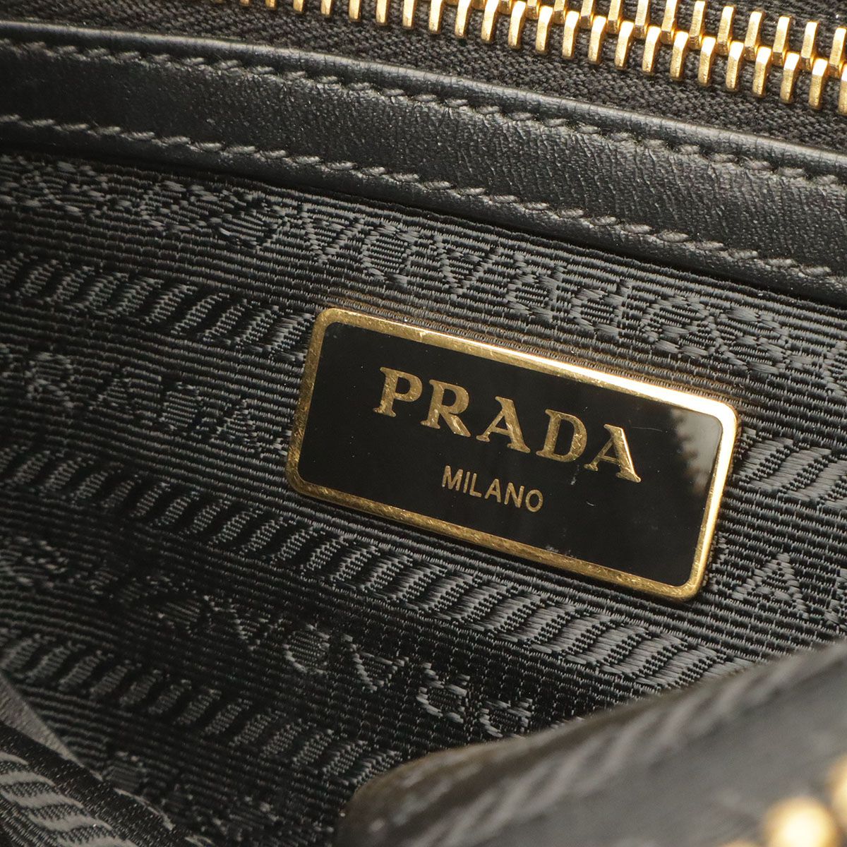 Prada Shoulder Bag Pochette 2-Way Clutch Nylon Leather Nero Black Gold — view 7