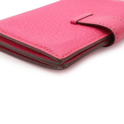 Hermes Bearn Card Case Business Holder Chevre Leather Rose Shocking Pink Silver — view 3