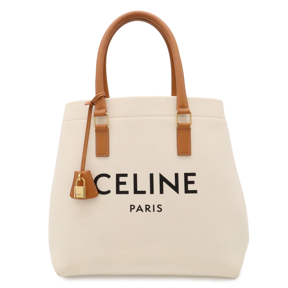 Celine Horizontal Cabas Print Tote Canvas Leather Natural