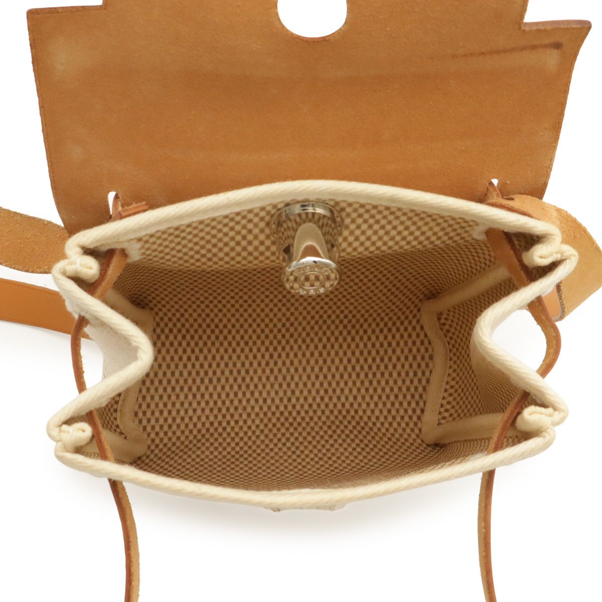 Hermes Herbag TPM Shoulder Bag Pochette Toile GM Officier Natural Light Brown — view 6