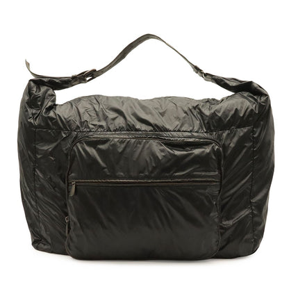 Bottega Veneta Spinnaker Shoulder Bag Nylon Black Dark Brown