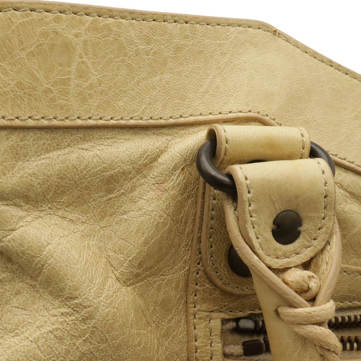 Balenciaga the First 2-Way Shoulder Bag Leather Cream Yellow with Mirror — view 4