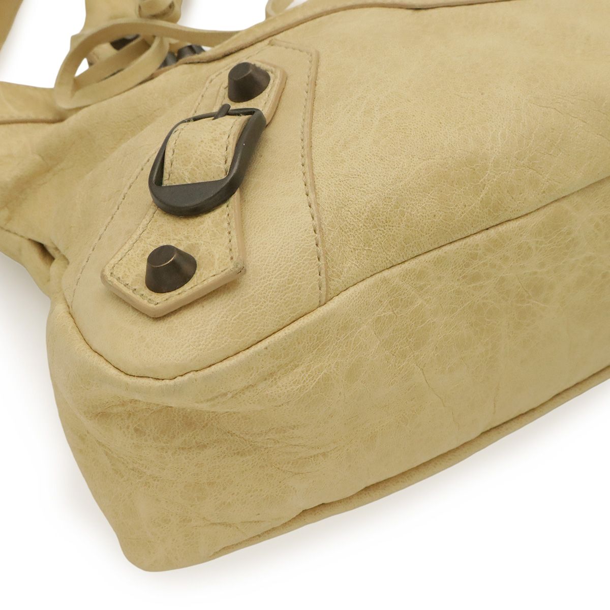 Balenciaga the First 2-Way Shoulder Bag Leather Cream Yellow with Mirror — view 3