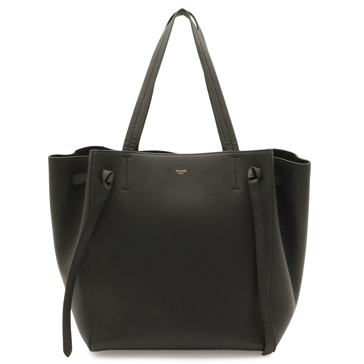 Celine Cabas Phantom Small Tote Shoulder Bag Semi Leather Black