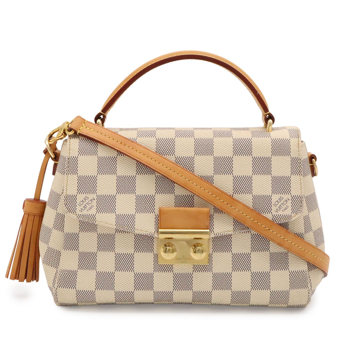 Louis Vuitton Damier Azur Croisette 2-Way Shoulder Bag Crossbody Fringe Tassel