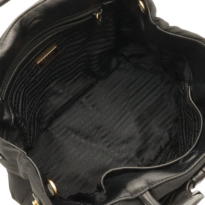 Prada Logo Jacquard Ribbon 2-Way Shoulder Bag Nylon Nero Black Gold Domestic — view 8