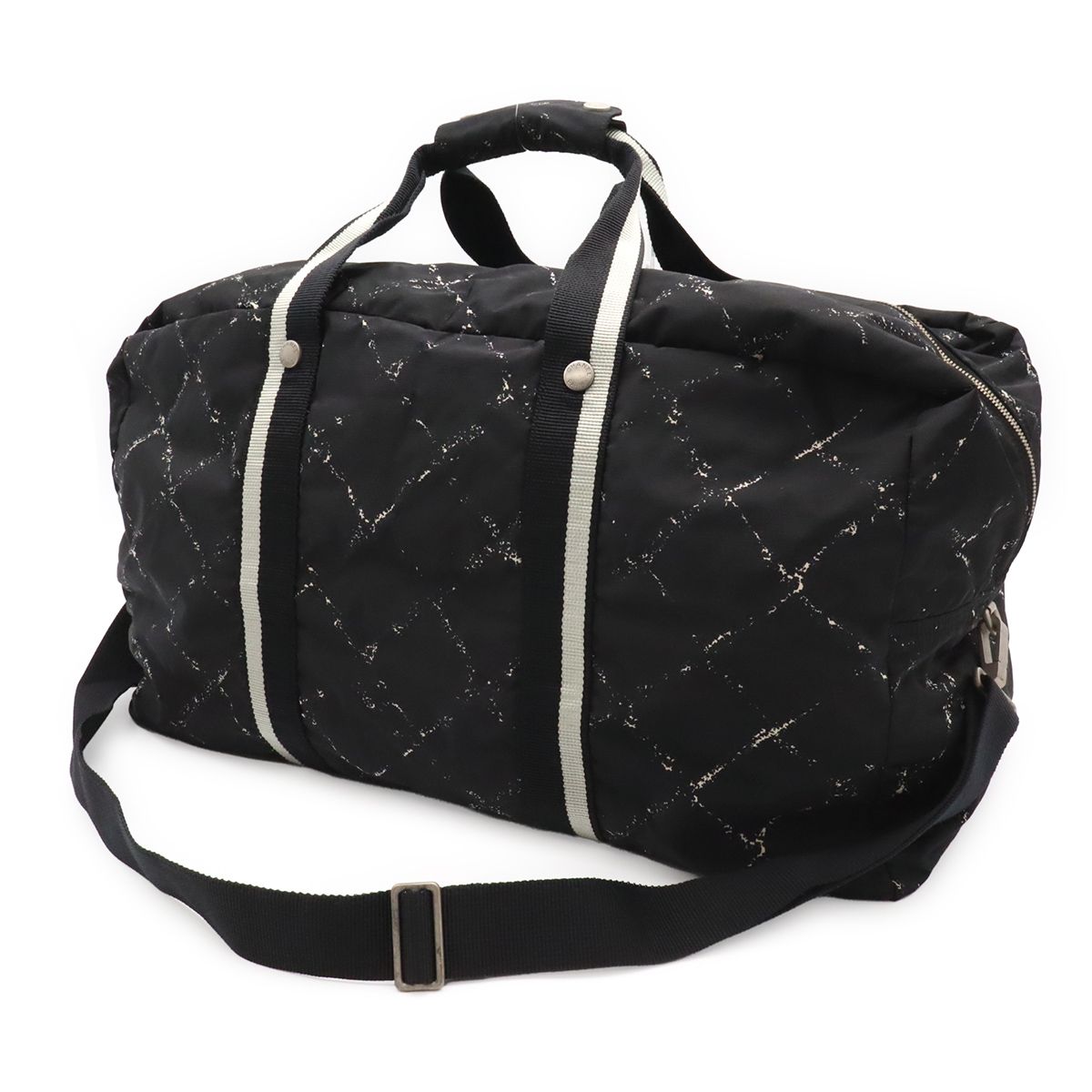 Chanel Vintage Travel Line Boston Bag Purse 2-Way Nylon Black — view 2