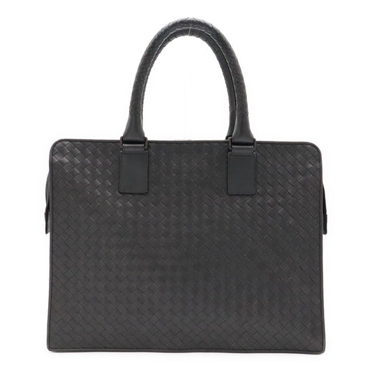 Bottega Veneta Intrecciato Business Briefcase Documents Purse Leather Gray