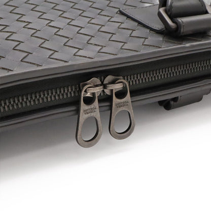 Bottega Veneta Intrecciato Business Briefcase Documents Purse Leather Gray — view 5