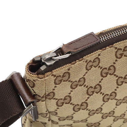 Gucci GG Canvas Shoulder Bag Crossbody Leather Khaki Beige Dark Brown — view 5