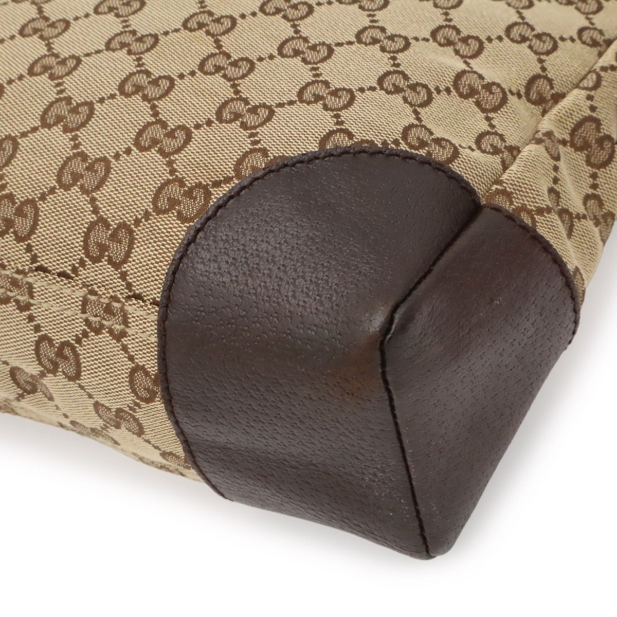 Gucci GG Canvas Shoulder Bag Crossbody Leather Khaki Beige Dark Brown — view 3