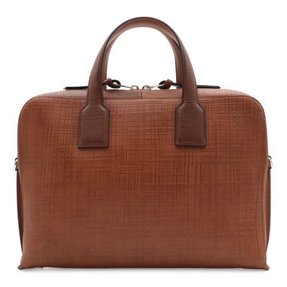 Loewe Goya Anagram Briefcase Business Document Purse Leather Brown Silver