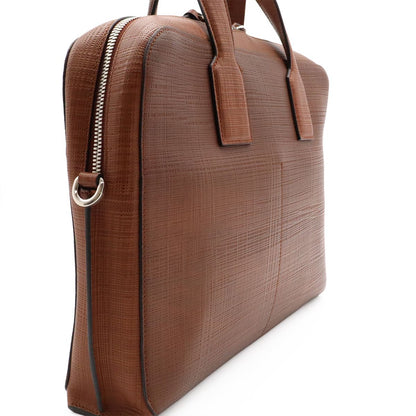 Loewe Goya Anagram Briefcase Business Document Purse Leather Brown Silver — view 6