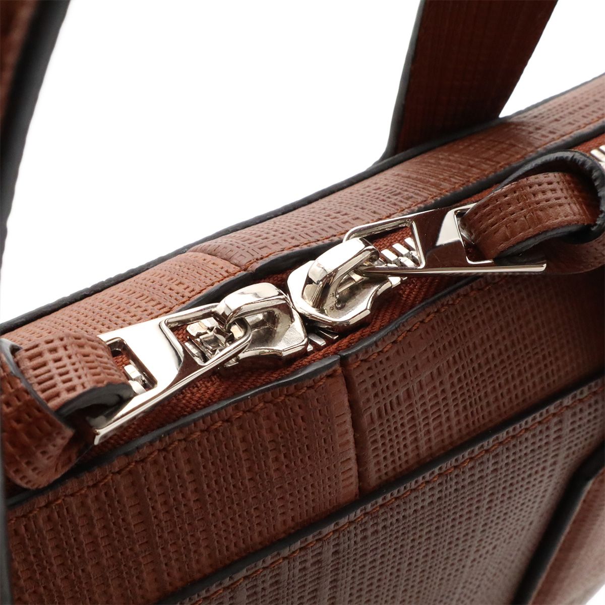 Loewe Goya Anagram Briefcase Business Document Purse Leather Brown Silver — view 5
