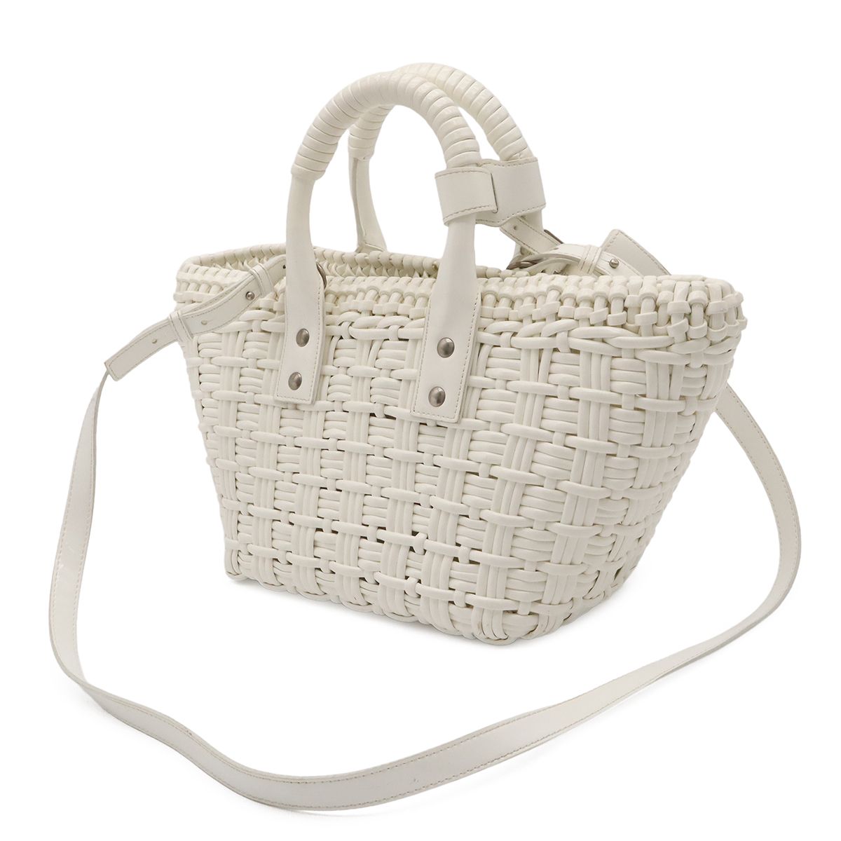Balenciaga Bistro XS Basket 2-Way Shoulder Bag Straw White — view 2