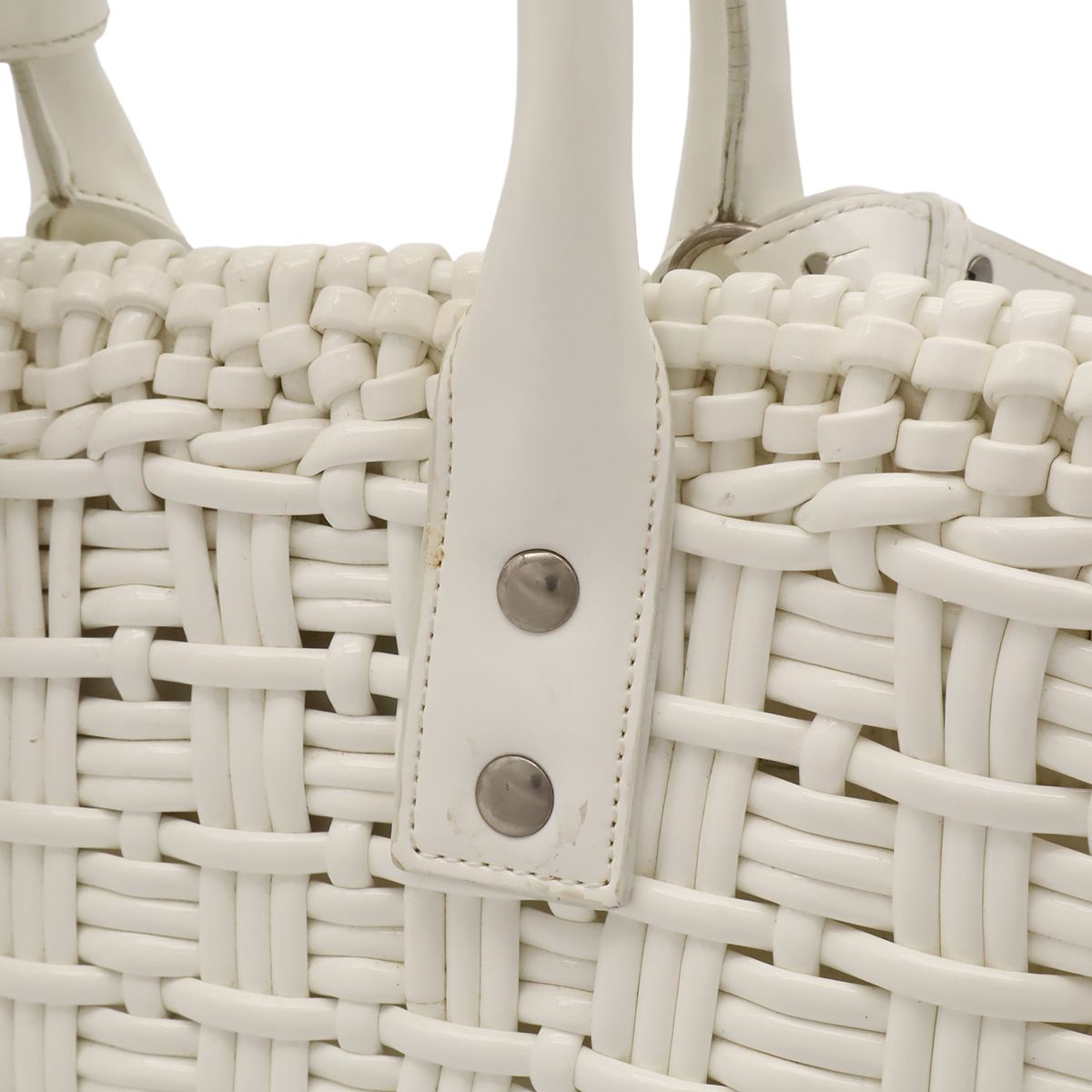 Balenciaga Bistro XS Basket 2-Way Shoulder Bag Straw White — view 8